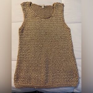 New York & Company Gold Knit Sleeveless Sweater